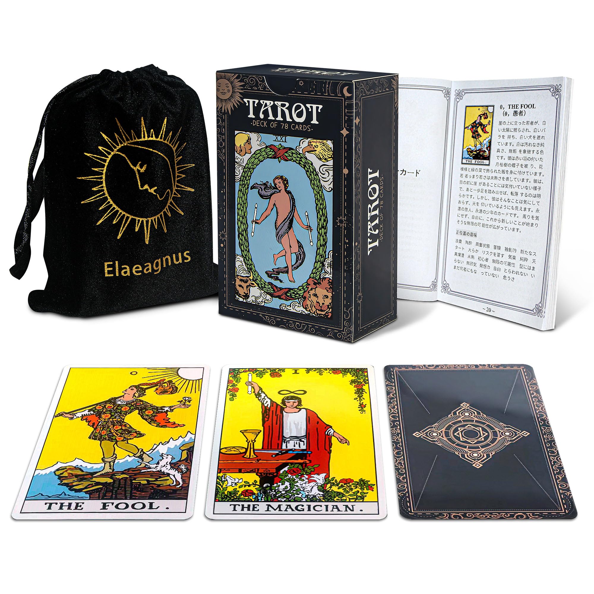 Elaeagnus タロットカード 初心者向け 78枚 ウェイト版 ライダー版 日本語解説書付き たろつとカード タロット カード 占卜 tarot ベルベットバッグ商品画像