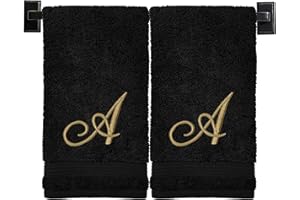 Custom Luxury Towels Monogrammed Hand Towels for Bathroom | Set of 2 | Genuine Turkish Towels | Choose Towel and Thread Color | A - Z | Monogrammed Towels with Embroidered Script Font