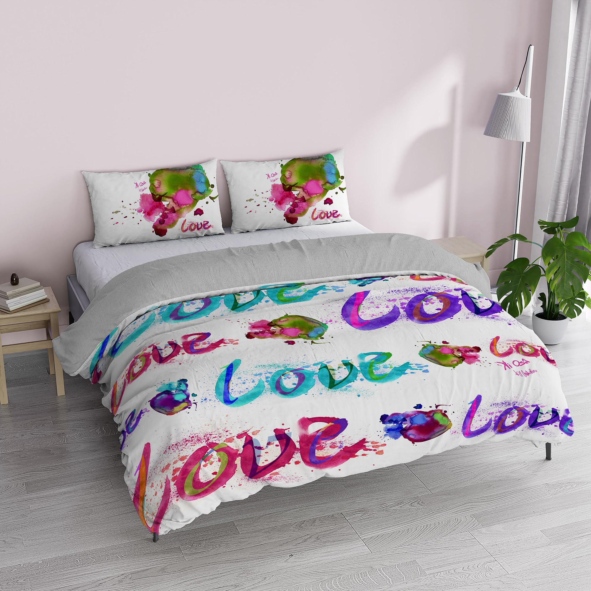 Italian Bed Linen Duvet Cover Set, 100% Cotton, Digital Print KI-OSA, KIO-614, Double