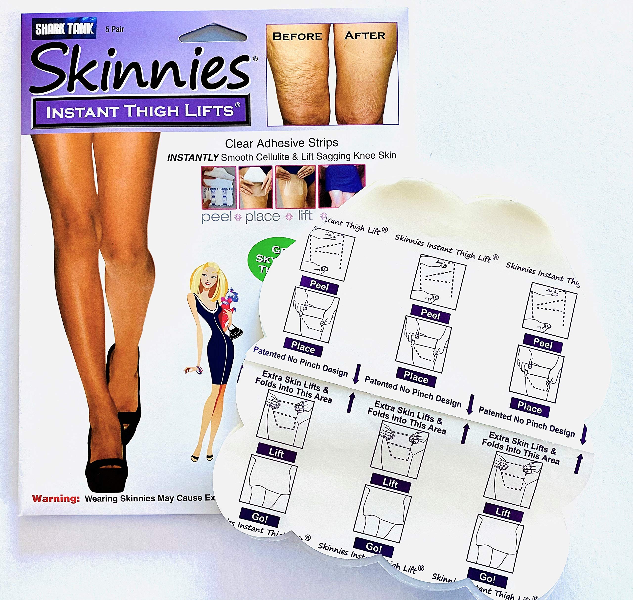Skinnies Instant Thigh Lifts 15 Pair Shark Tank Product Clear Adhesive Strips Instantly Smooth