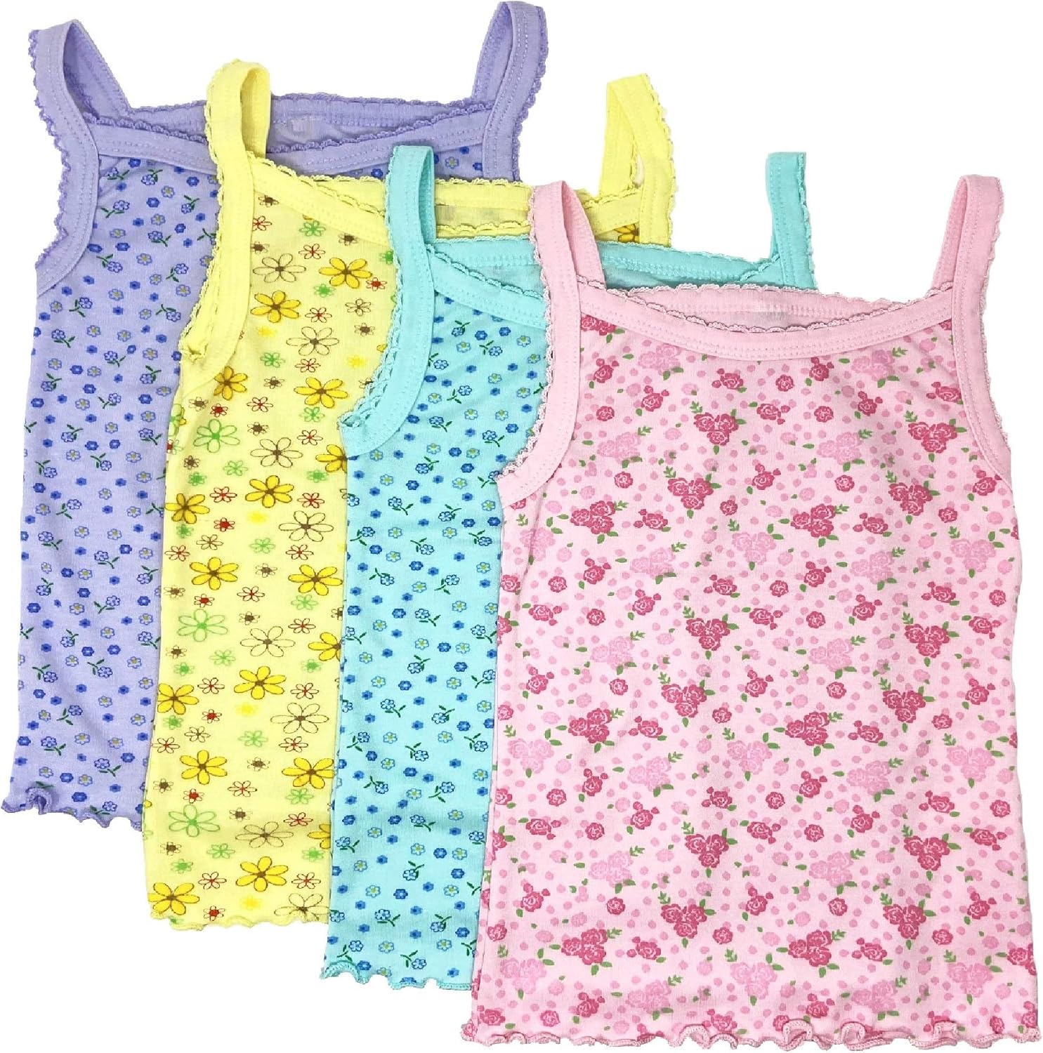 I&S Girl's 4 Pack Soft Cotton Cami Spaghetti Strap Tank Tops Undershirts: Clothing
