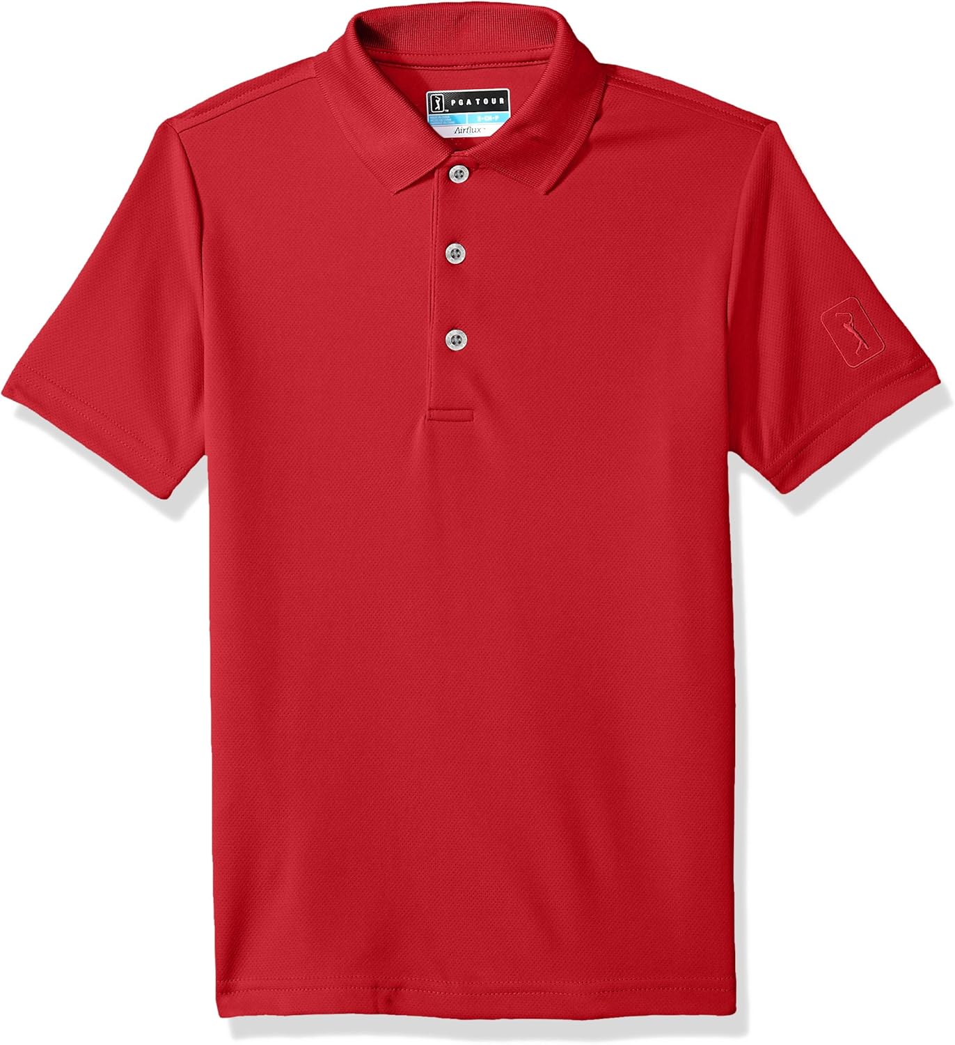 PGA TOUR Boys Short Sleeve Airflux Solid Polo Shirt: Clothing