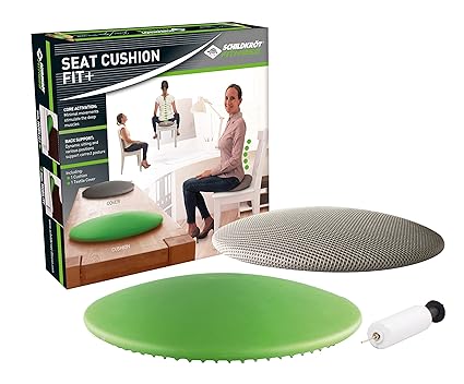 Schildkröt Fitness Seat Cushion Fit+, neuartiges Sitzkissen, Balance Cushion in Linsenform, mit Stoffbezug und Pumpe, inkl. Ü
