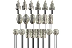 LUMUANK Diamond Grinder Bits for Dremel Tool Accessories, 20Pcs, 1/8" Shank, 120-Grit, Rotary Tool Diamond Bits for Stone Glass Resin Porcelain Ceramic Nail Glaze Metal Carve Engrave Polish