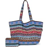OPQRSTU Women Hippie Tote Hand Bag Large Capacity Bohemian Bag Portable Tourist Shoulder Bags