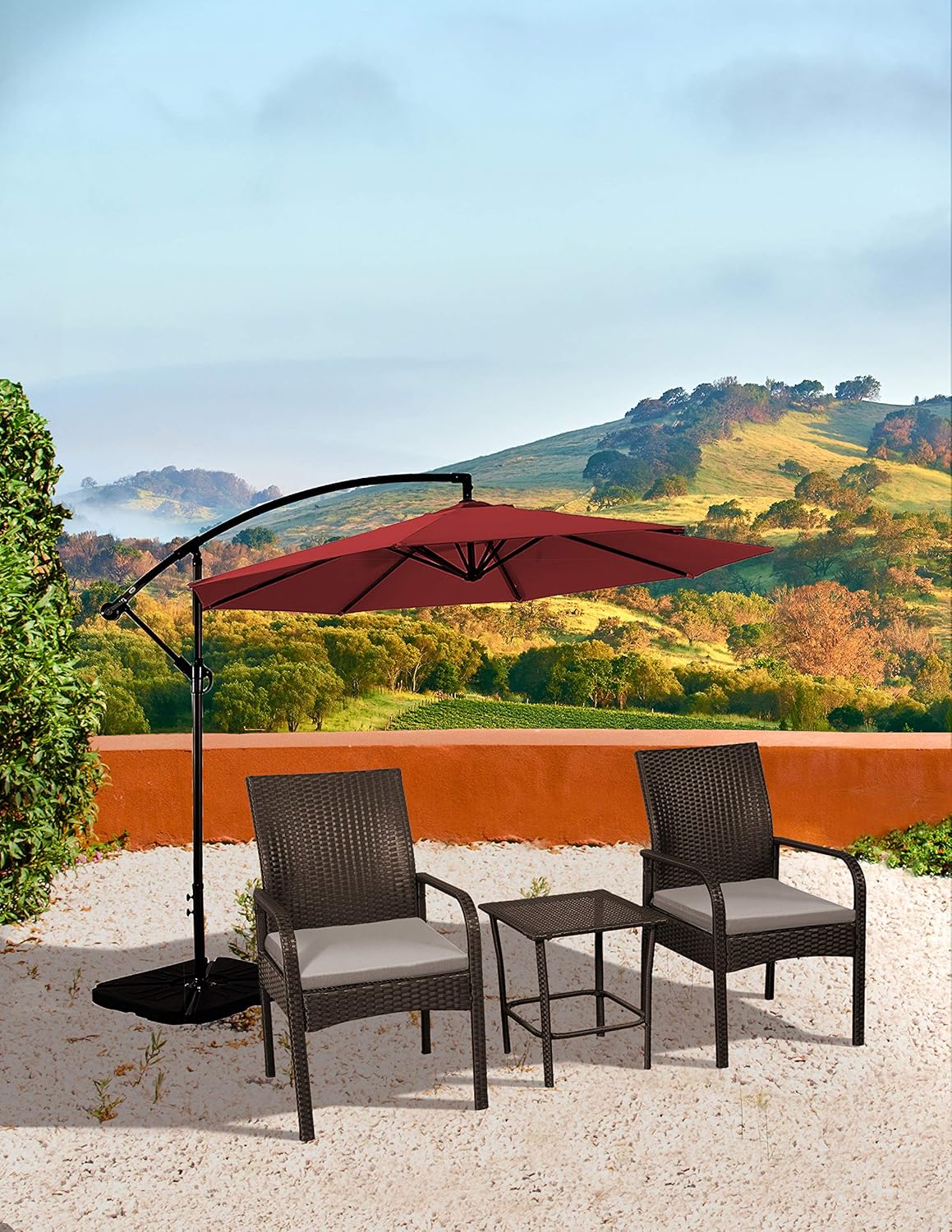 balcony height patio bistro sets on Amazon Com Wo Westin Outdoor Sonoma 3 Piece Wicker All Weather Resin Rattan Conversation Bistro Set With Cushions Brown Garden Outdoor