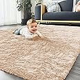OLANLY 5x7 Machine Washable Large Area Rugs for Living Room, Bedroom, Soft Fluffy Shaggy Bedside Rug, Indoor Floor Carpet for Kids Girls and Boys, Dorms, Nursery, Home Decor Aesthetic, Beige