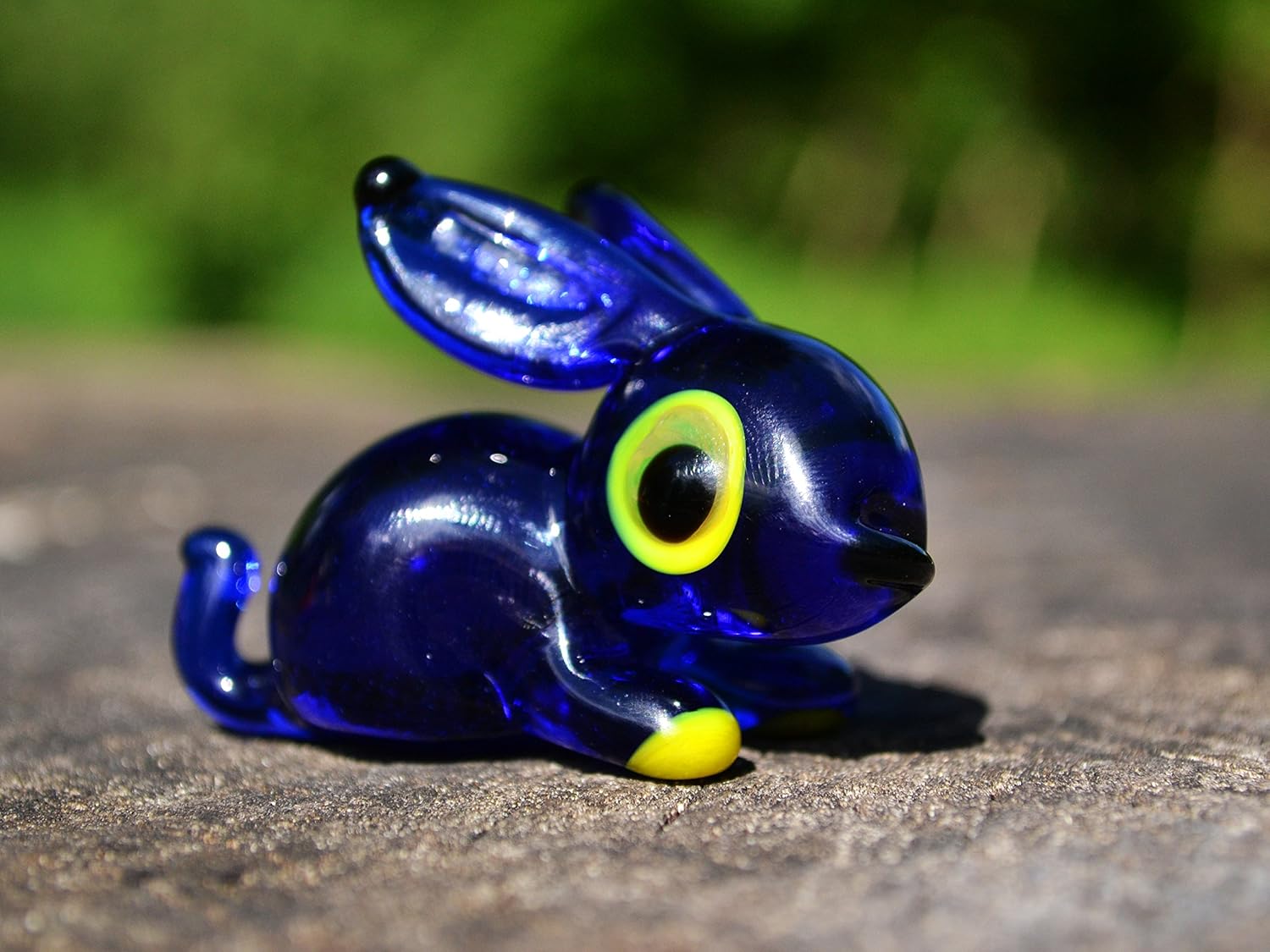 Blue Glass Rabbit Figurine Animals Glass Blown Rabbit