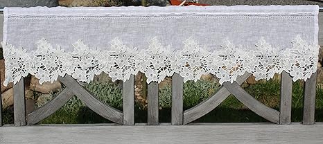 Gardine Landhaus Shabby Chic Vintage 30 lang hoch 120 Breit oder nach Maß aus 100% Leinen