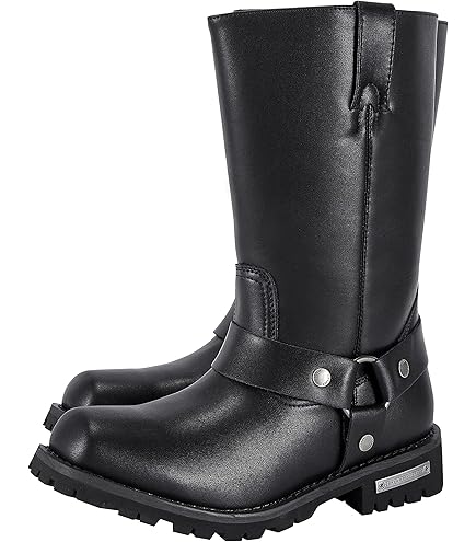 Milwaukee Leather Men’s Classic Motorcycle Harness Boots – Black, Size 13 Wide | Waterproof, Oil-Resistant