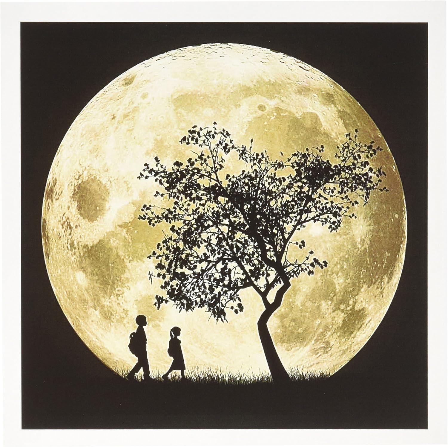 Amazon Com 3drose Full Moon Silhouette Of People Walking Near A Tree And Under A Bright Full Moon Greeting Cards 6 X 6 Inches Set Of 12 Gc 18134 2 Blank Greeting Cards Office Products