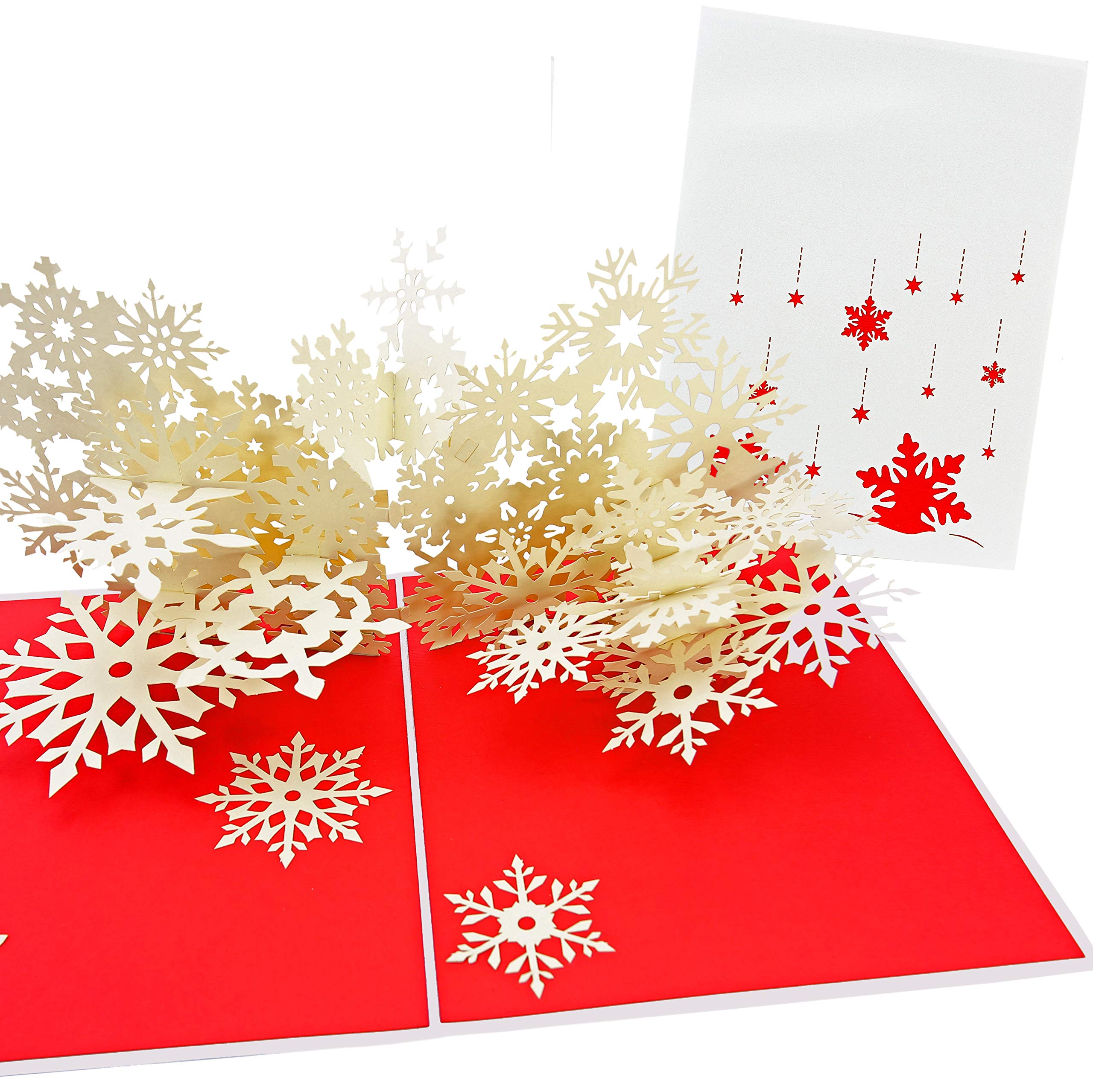 PopLife® Winter Snowflake Flurry Pop Up Christmas Card - Handmade 3D Holiday Greeting, Thanksgiving, Blank Note, Small Stocking Present for Friends and Family, Naughty or Nice — image 1