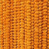 Krati Exports 5 PC - 5 feet Marigold Garland |Indian/American Wedding Party Mantle Decoration, Faux Garlands Wedding Garland, Diwali Decoration, Spring Bush Floral!