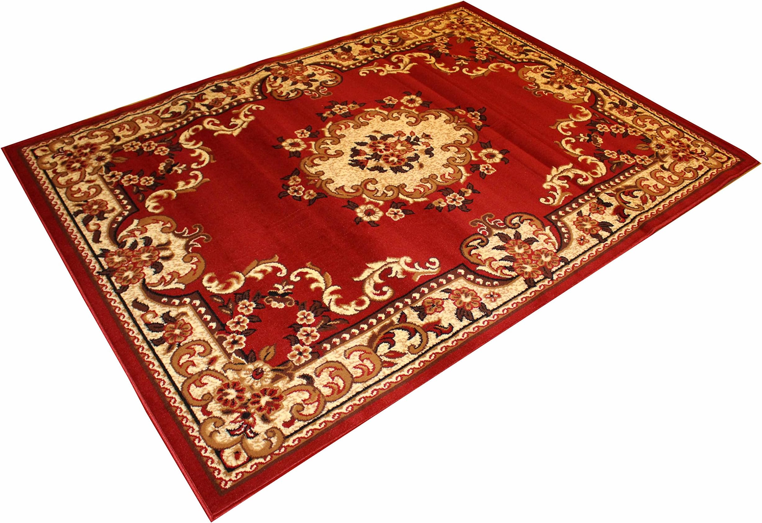 Stunning Rug at excellent value in 9 different sizes. Persian Artwork with a Pile Height: 7+/-1 mm. Fire resistant, easy to cleaning, colourfast, hard wearing. (120cm x 170cm (4'x5'6"), 299 - Red)