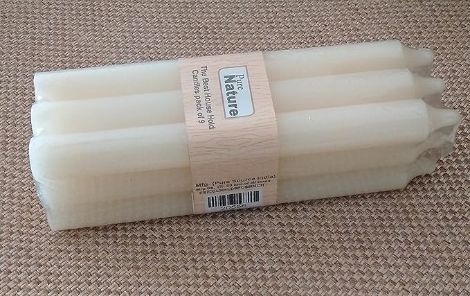 Pure Source India House Hold Flat Burning Candle (8-inch) -Set of 9