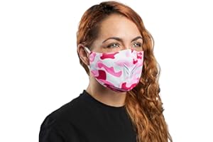 Victor Fitness VM25PK Pink Camo Cloth Reusable Face Mask with Included PM2.5 Filter - Uses an Adjustable Nose Guard and Ear loops for a Snug Fit