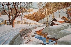 HUDEMAS Needlepoint Kit Tapestry Winter Landscape 20x12 in. Printed Canvas 658