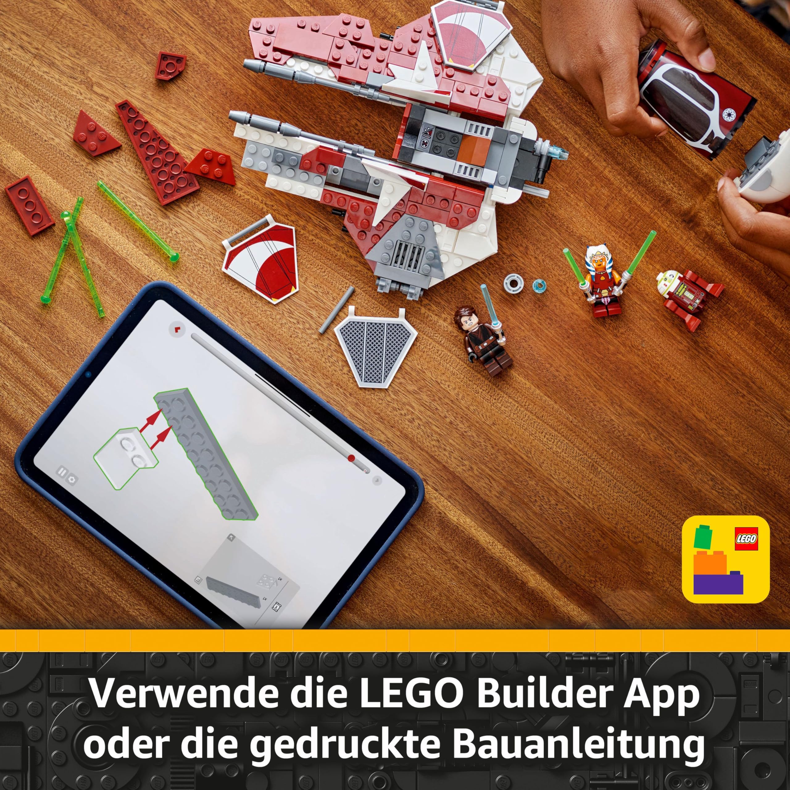 LEGO Star Wars 75401 Ahsokas Jedi Interceptor, Sternenjäger für Fans von The Clone Wars, Ahsoka Tano & Anakin Skywalker Minifiguren, mit Lichtschwertern und R7-A7, für Jungen und Mädchen ab 8 Jahren 6