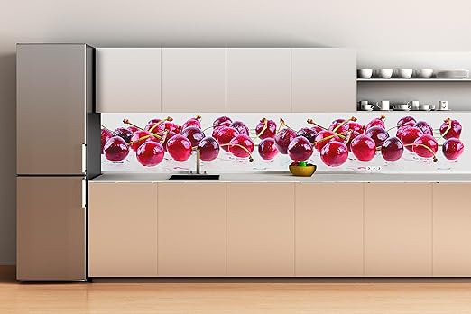 Decoracion Pared Cocina Panelado En Aluminio 180x70cm Cerezas