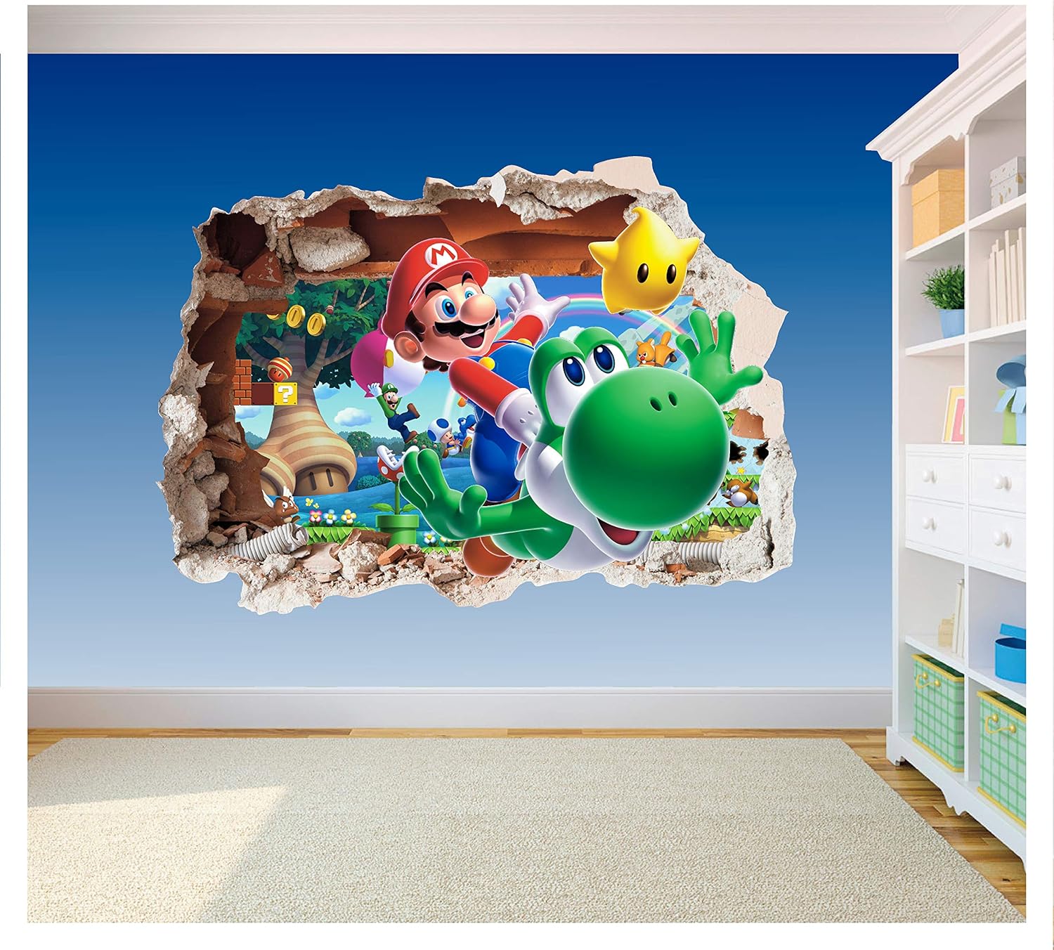 Super Mario Brothers Sticker mural en vinyle imprimé en 3D pour chambre