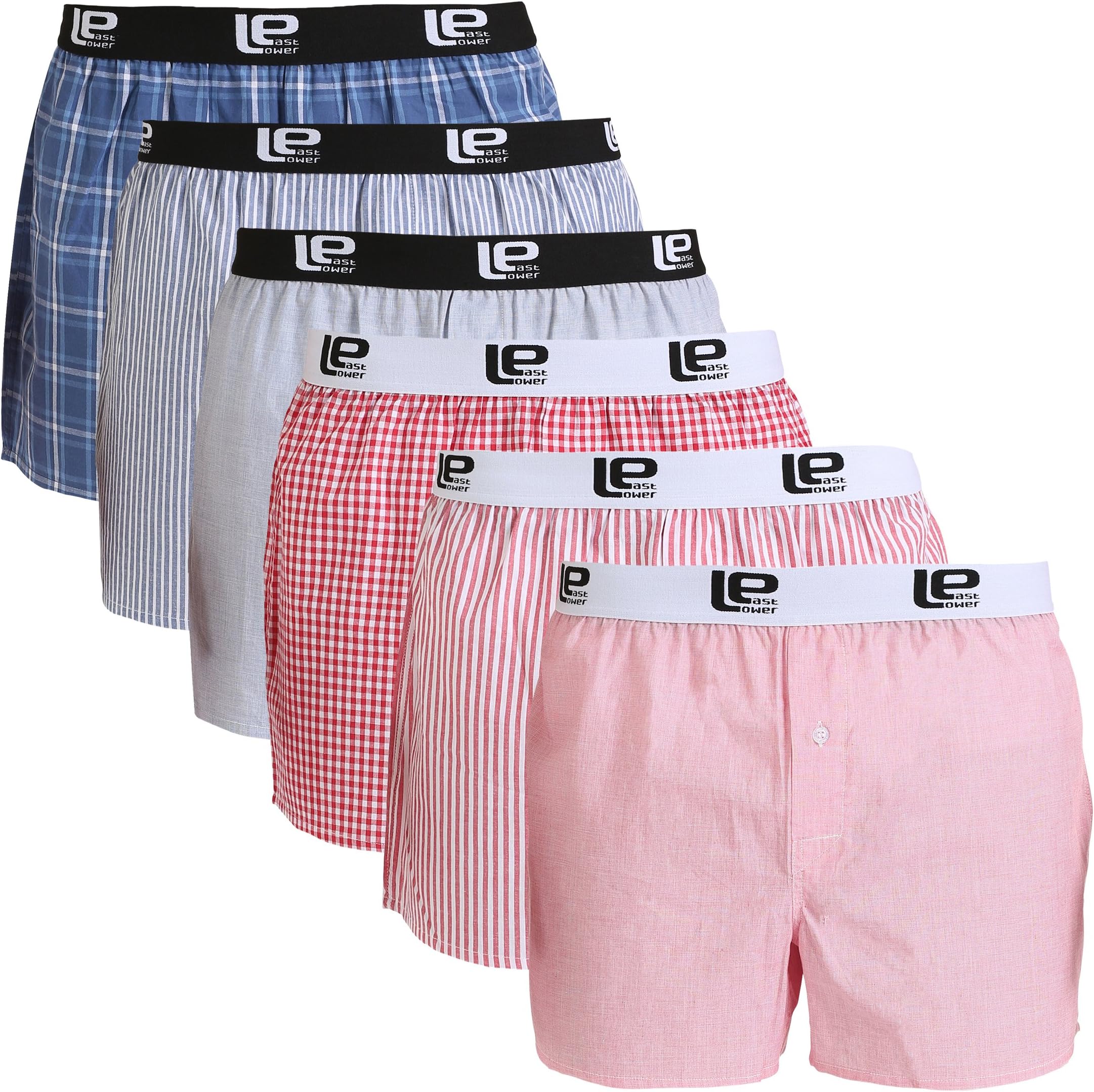 Mens Boxers, American Style with waistband (Pack of 6 and Pack of 10)