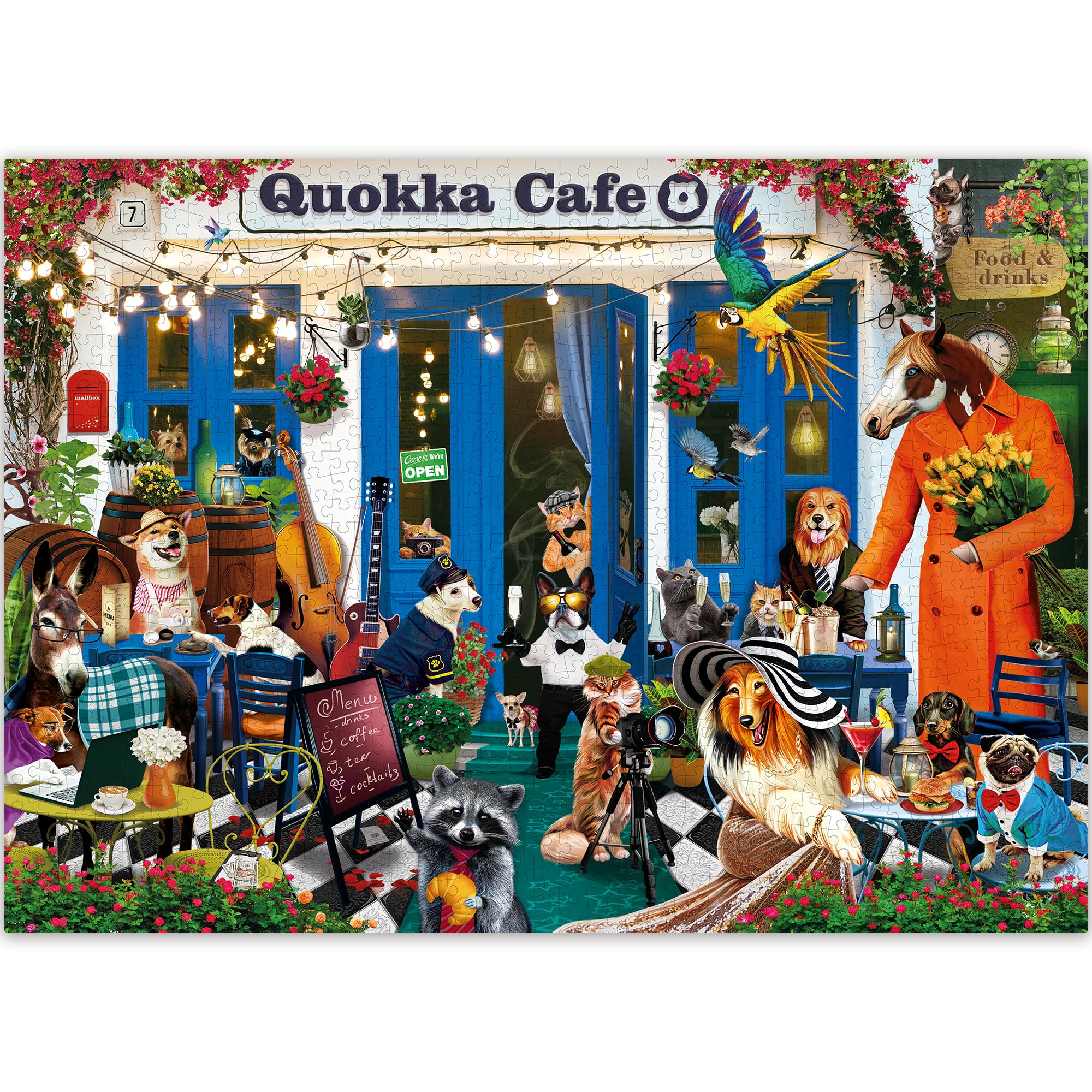 Photo 1 of QUOKKA 1000 Piece Puzzles for Adults and Up - Jigsaw Puzzles for Men and Women - Funny Animals in Cafe for Kids Ages 8-12 and Up - Colourful Game Toy for Family