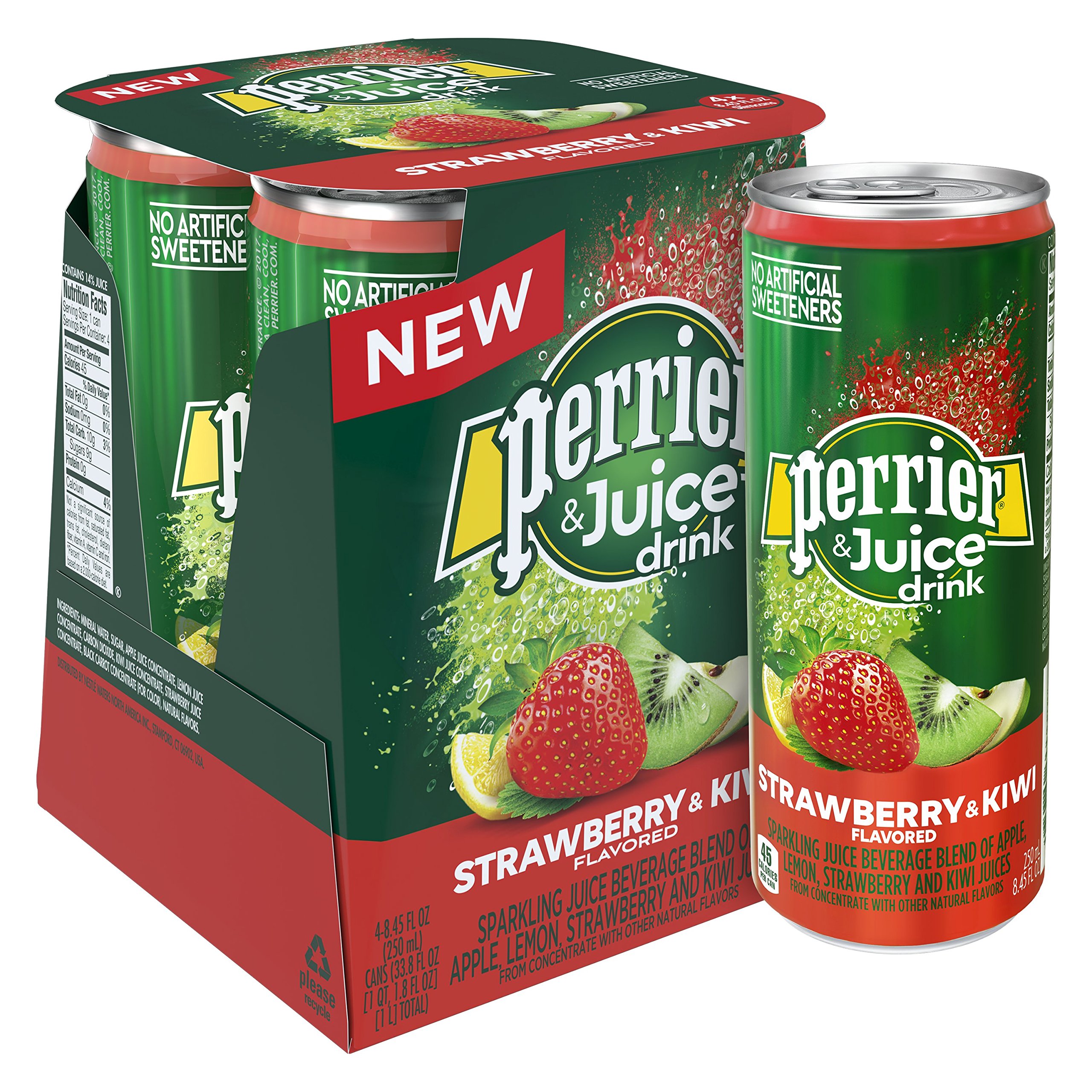 Perrier & Juice, Peach and Cherry Flavored, 8.45 Fl Oz. Cans (Pack of 4 ...