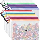 JARLINK A4 Letter Size 24 Pack 10 Colors Zipper Mesh Document Pouch, Mesh Bags for Board Games & Puzzles, Waterproof Document Zipper Pouches for Office School Supplies, Toys, Cosmetics Travel Storage