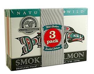 Alaska Smokehouse Jumbo Smoked Salmon (8 Oz), 3Count Variety Pack