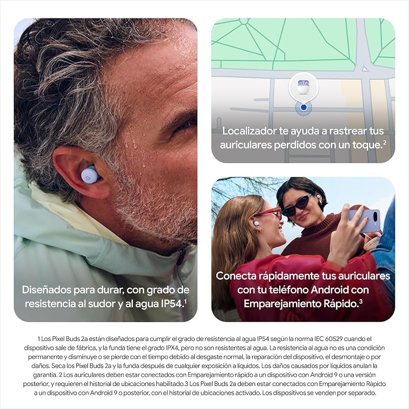 Pixel Buds 2a - Auriculares de botón inalámbricos con Cancelación de Ruido Activa - Ligeros y cómodos - Resistentes al Agua - Compatibles con Bluetooth - Verde Musgo