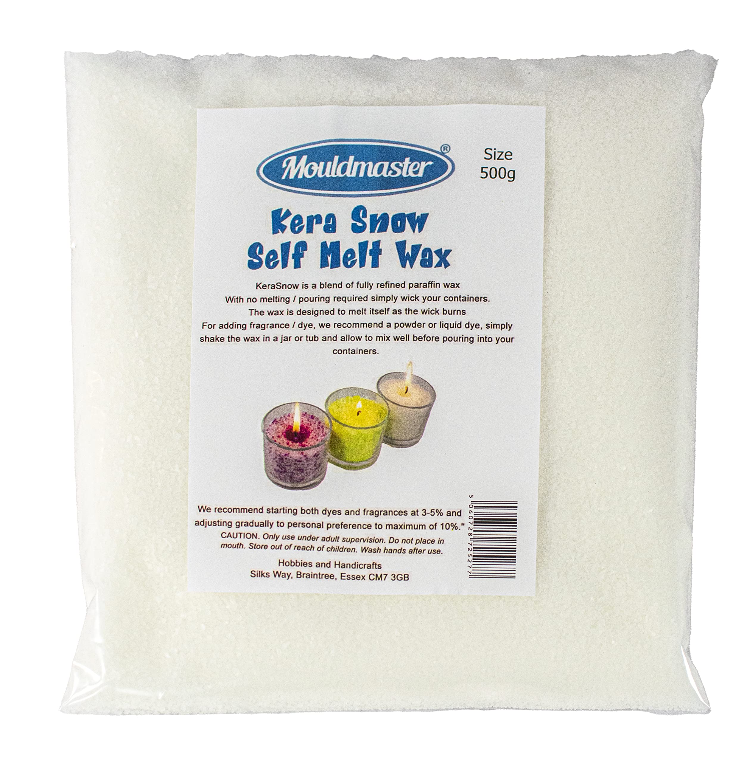 Mouldmaster KeraSnow Candle Granules Self Melting Wax 500g, White