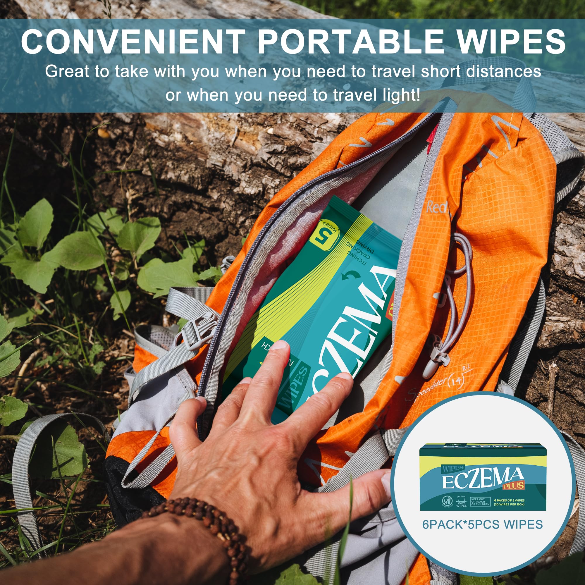 Eczema Wipes All-Natural Fast Acting Eczema Relief, Instantly Soothes & Cools Itching, Cracking, and Drying, Skin Protectant Organic Wipes