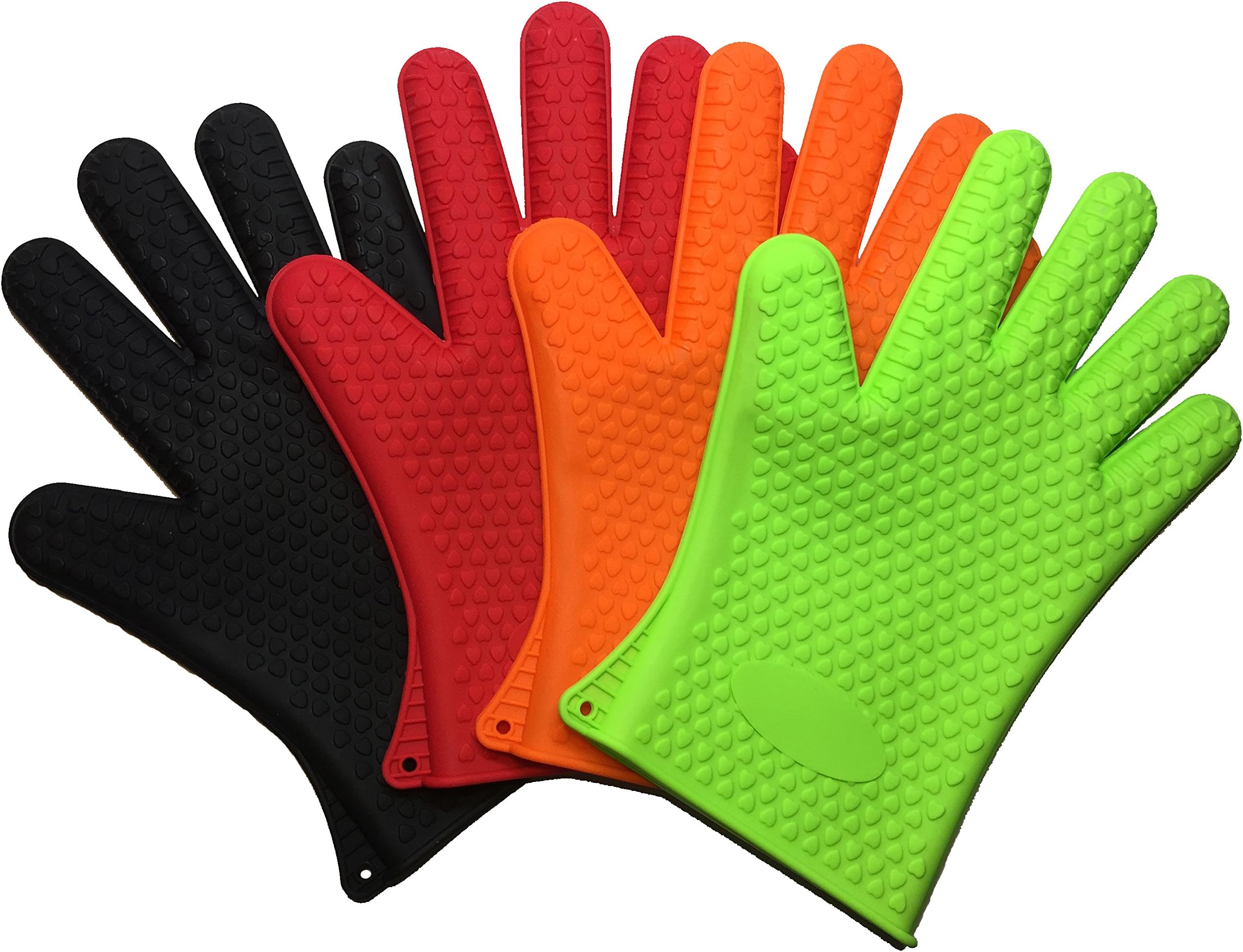 Silicone Dishwasher Safe BBQ and Oven Mitts by survivalTOUGH. Directly touch your hot foods on the gill or in the oven! Easy to clean heat resistant gloves. (1 Pair) (Orange)