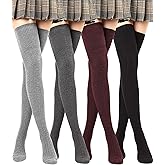 SATINIOR Women Thigh High Socks Over Knee Stockings Cotton Long Booting Socks Leg Warmers