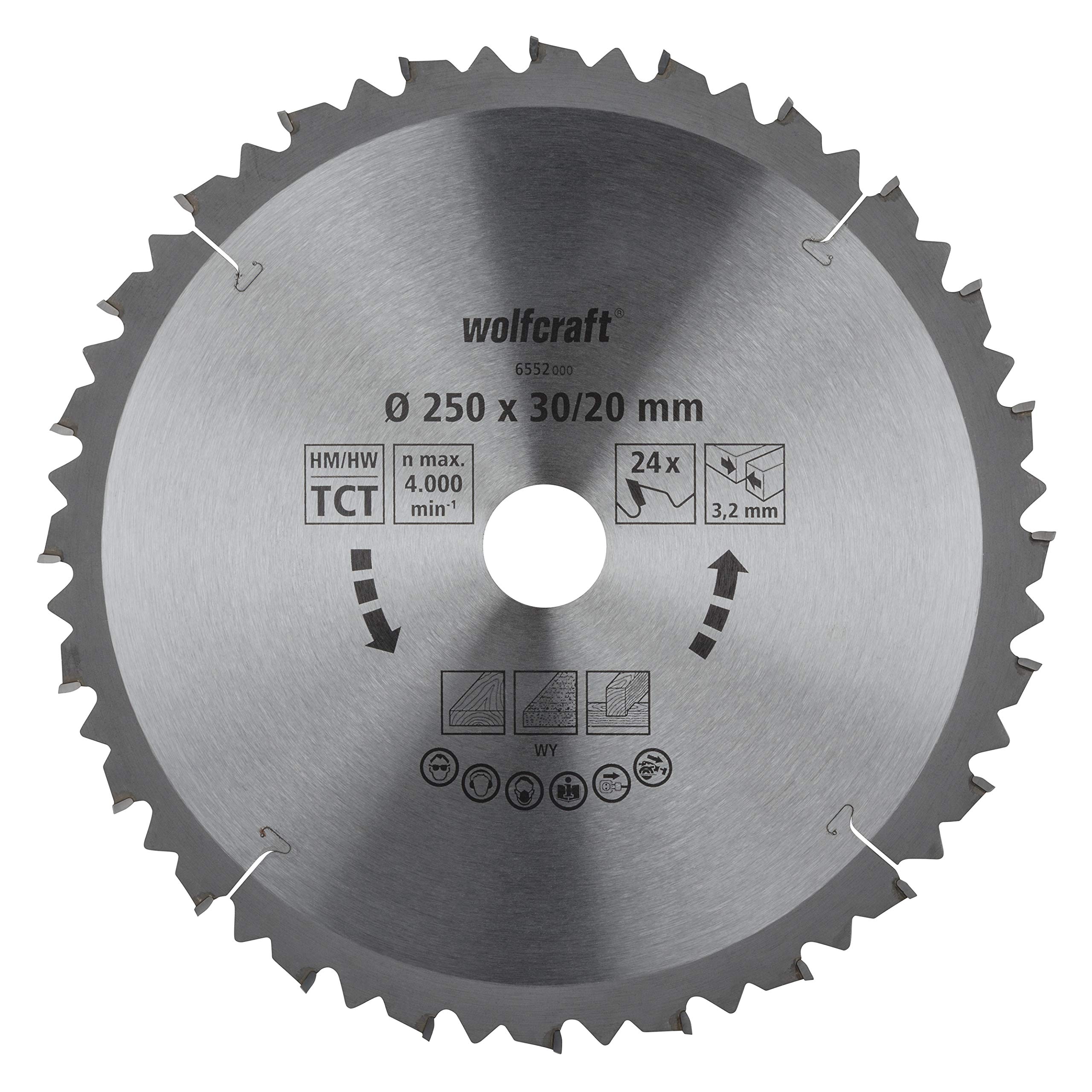 wolfcraft TC Cross and Mitre Cut Saw Blade, brown series I 6552000 I Fast, rough cuts