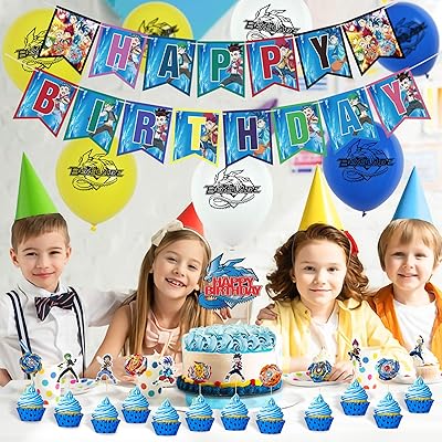 Buy Beyblade Birthday Party Supplies Include Banner Cake Topper Balloons Invitations Card For Beyblade Fans Kids Baby Shower Birthday Party Decor Online In Senegal B08mq1dx9t