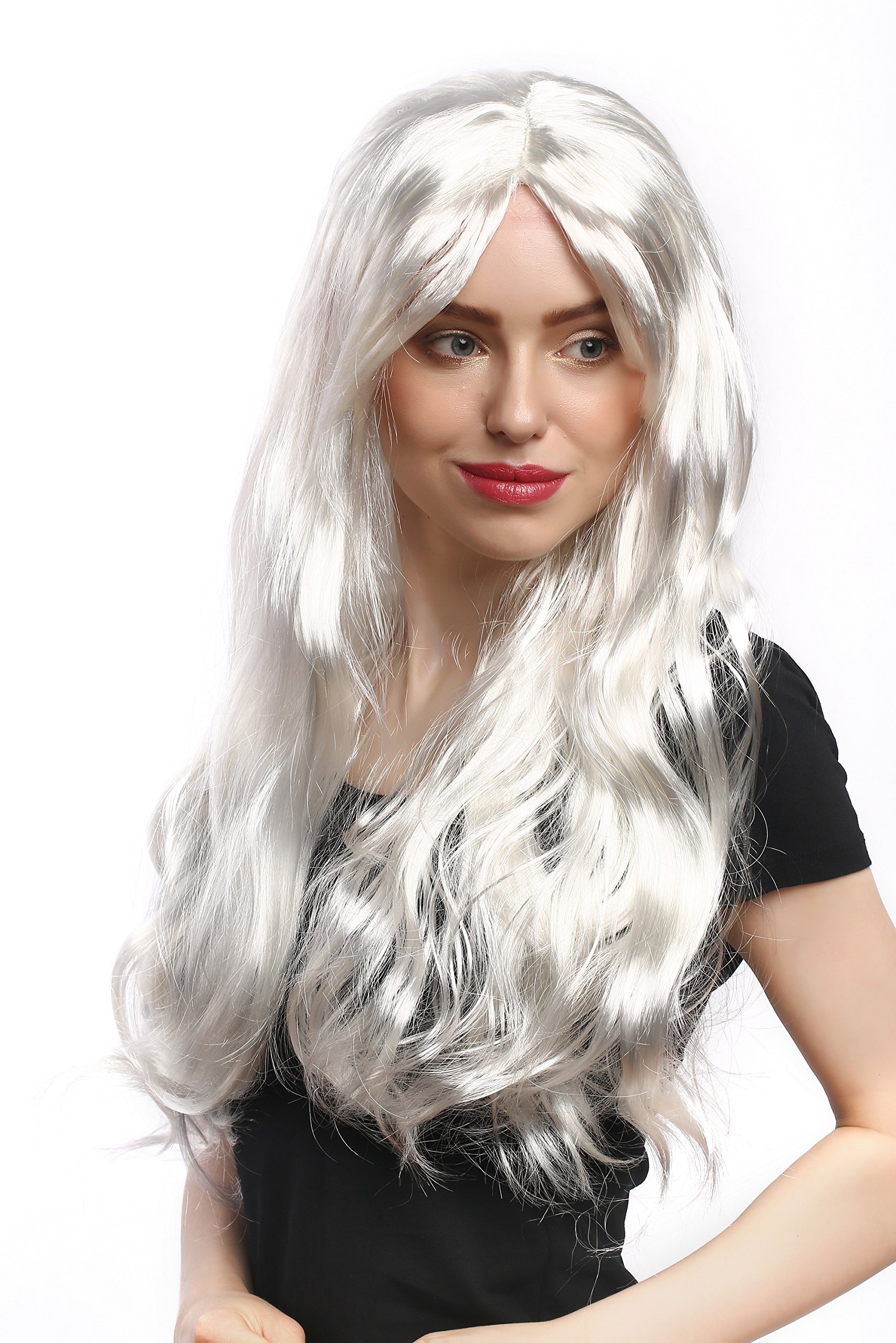 WIG ME UP - 90924-ZA68 Lady Party Wig Halloween Fancy Dress silvery white long straight hair Snow Queen Ice Princess middle parting 23inch โ image 1