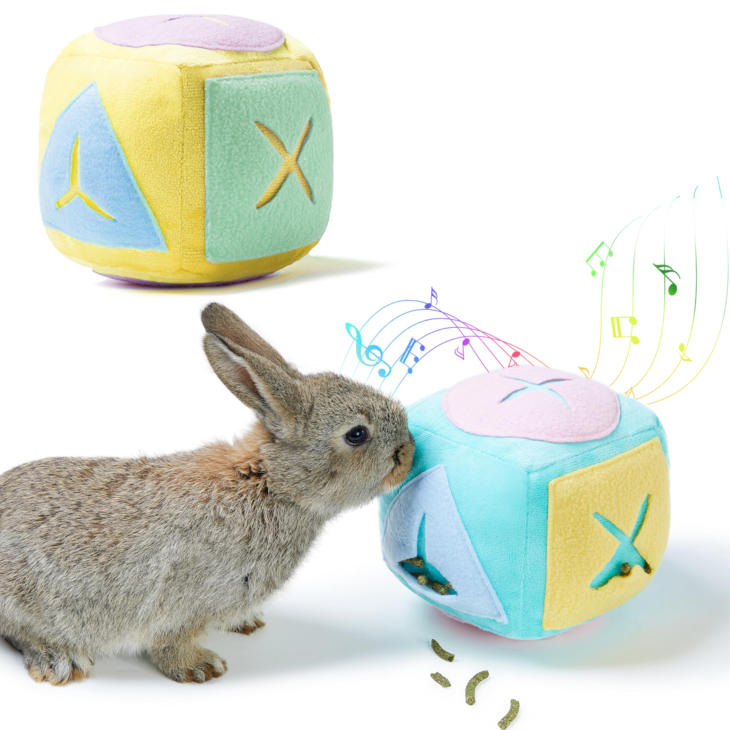 Photo 1 of 2pcs Large Rabbit Foraging Toy with Bell, Washable Puzzle Feed Game Rabbit Toy for Bunnies Boredom, Snuffle Ball Treat Dispenser Bunny Enrichment Toys, Bunny Toys for Indoor Bunnies (Random Color)