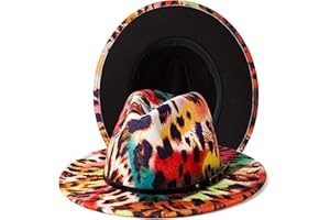 Gossifan Women Two Tone Wide Brim Fedora Felt Panama Hats Classic Belt Buckle