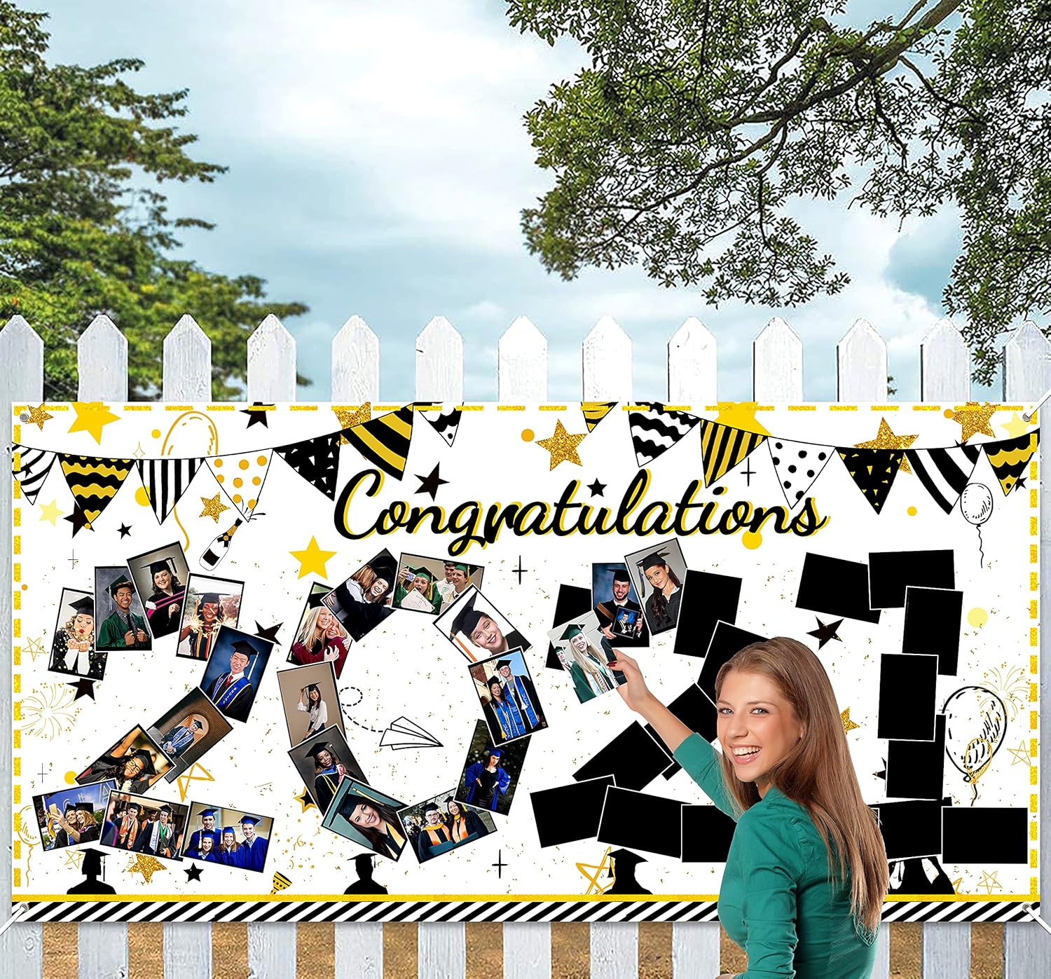 Amazon Com Geefuun Graduation Photo Banner Decorations 21 Large Personalized Backdrop Class Of 21 Party Supplies Diy Large Congrats Congratulations Grad Garland Decor Furniture Decor