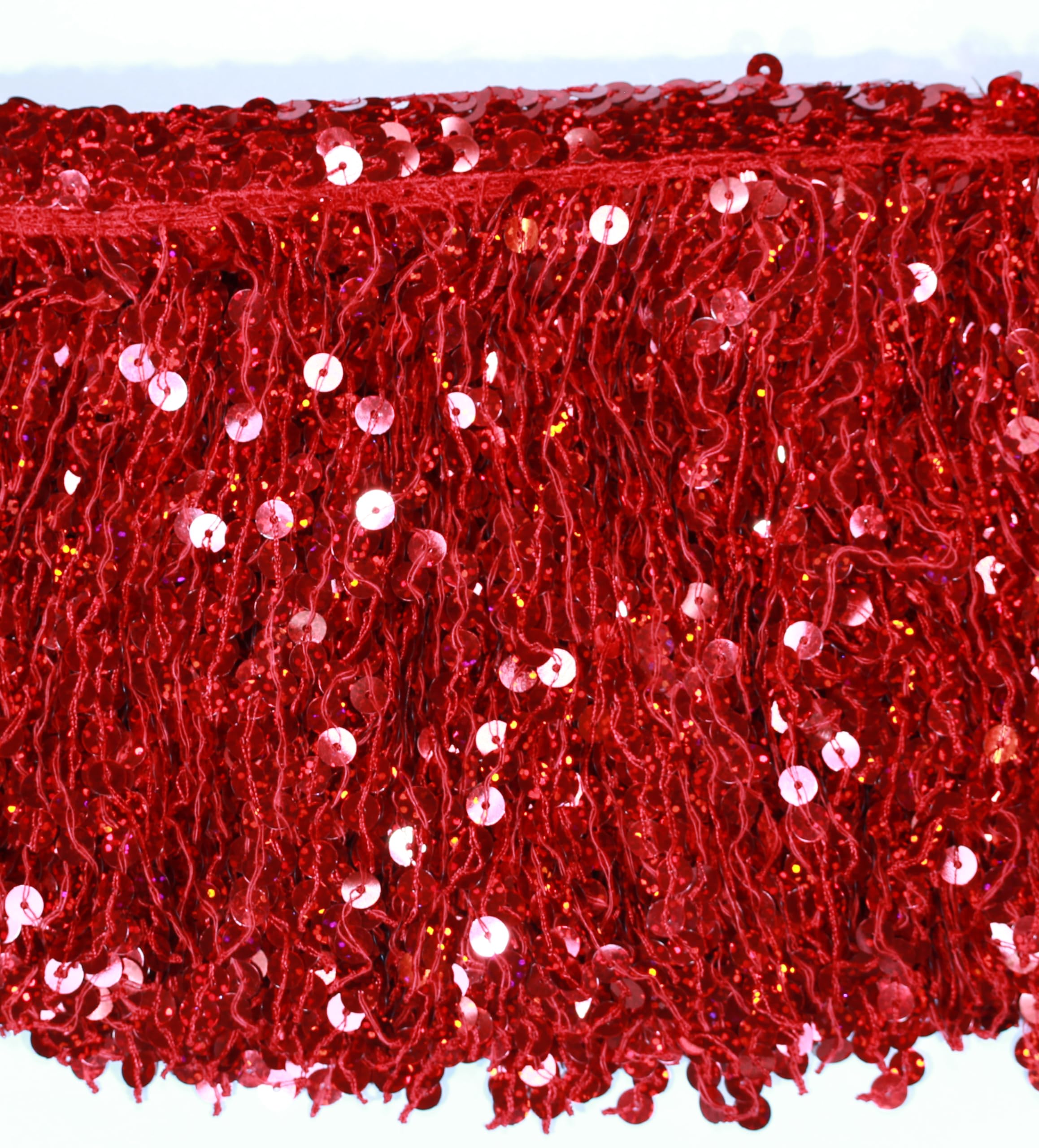 3 Meters Sequin Tassel Trim 15 cm 6" Luxury Fringe Fringing #1 (Red)