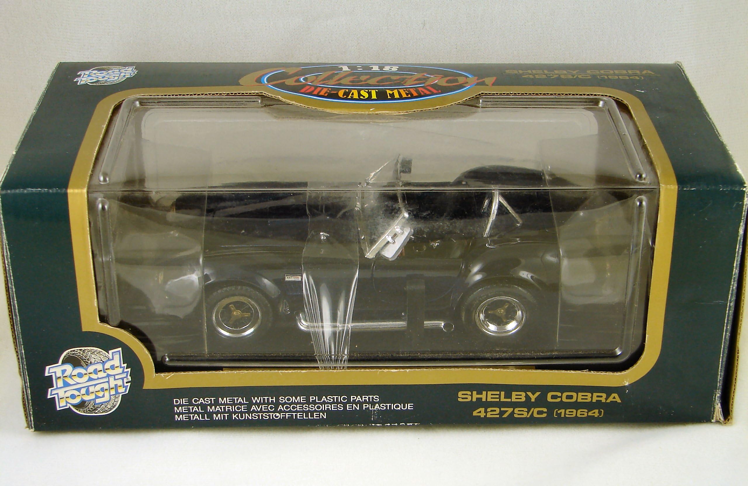 Road Tough Collection Die Cast Metal 1:18 Scale Black Shelby Cobra 427 S/c (1964)