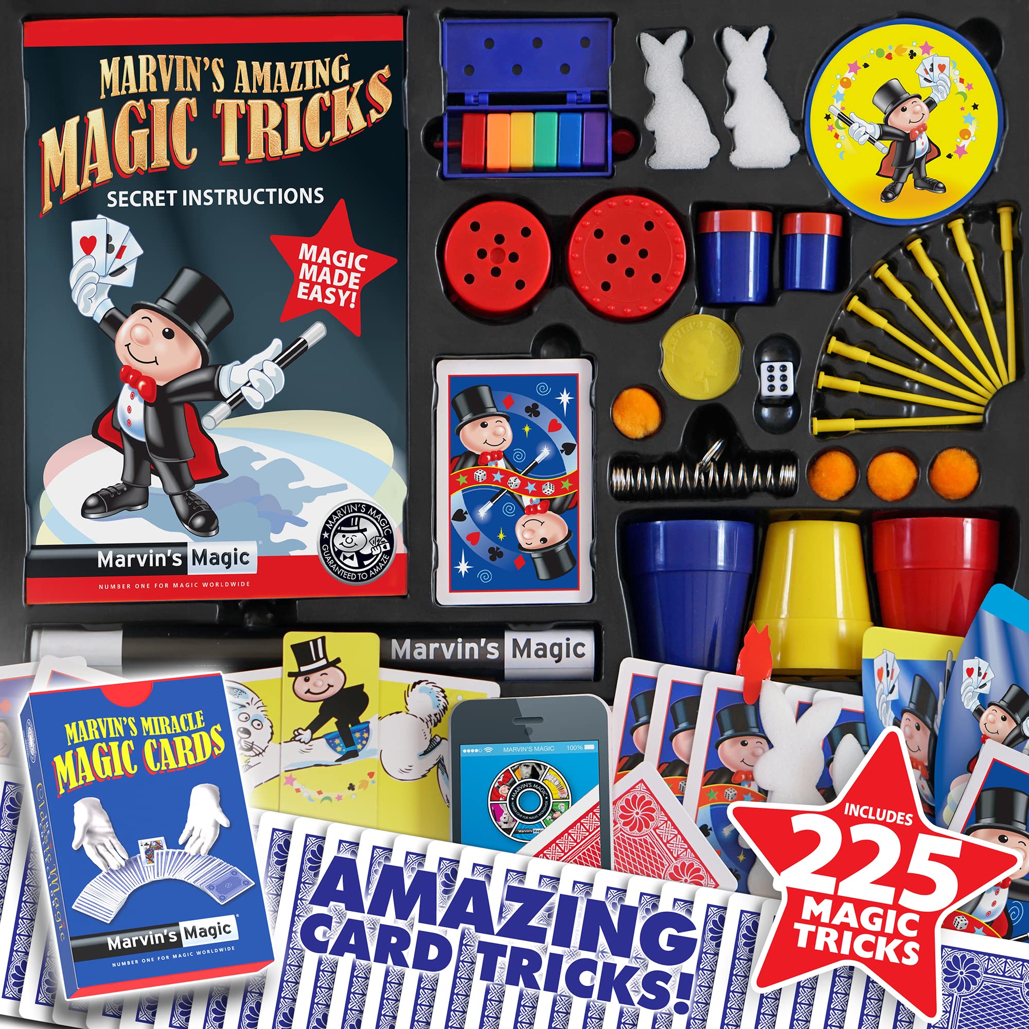 Marvin's Magic - 225 Amazing Magic Tricks for Children - Magic Kit - Kids Magic Set - Magic Kit for Kids Including Mystical Magic Cards, Magic Theatre, Magic Wand + More