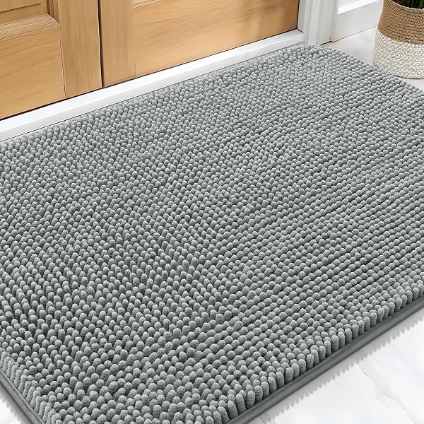 OLANLY Dog Door Mat for Muddy Paws 30x20, Absorbs Moisture and Dirt, Absorbent Non-Slip Washable Doormat, Quick Dry Chenille