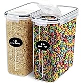 DWËLLZA KITCHEN EXTRA LARGE Cereal Containers Storage (6.3L / 213OZ) Set of 2 Family Size Bulk Cereal Dispenser Countertop, Airtight Food Storage Containers for Pantry Organization, Labels & Marker