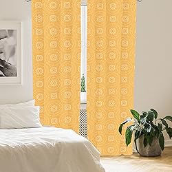 Lunarable Yellow Mandala Window Curtains, Delicate