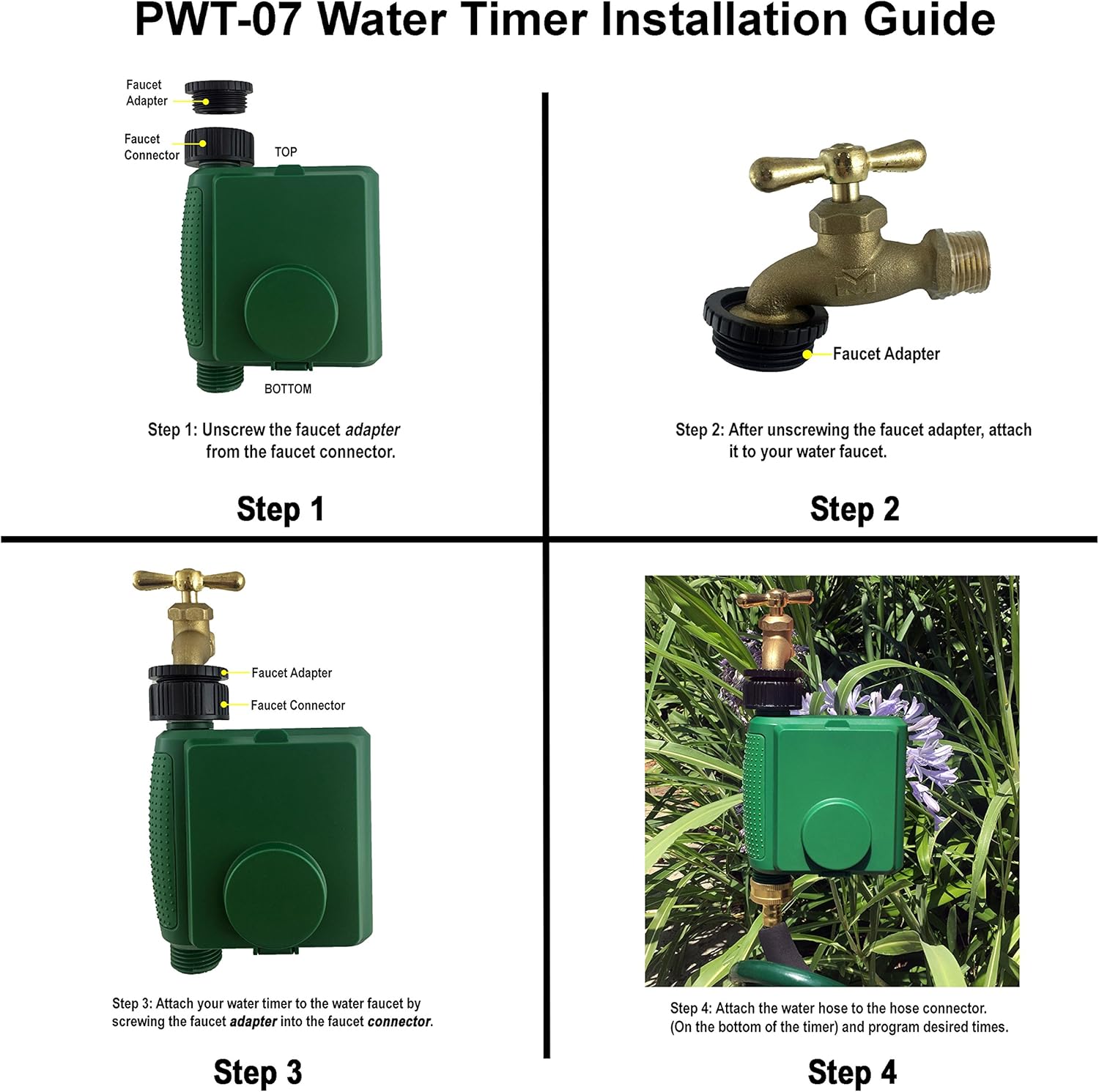 Instapark PWT-07 Outdoor Waterproof Digital Programmable Single Outlet Automatic On Off Water Faucet Hose Timer with Rain Delay and Manual Control : Garden & Outdoor