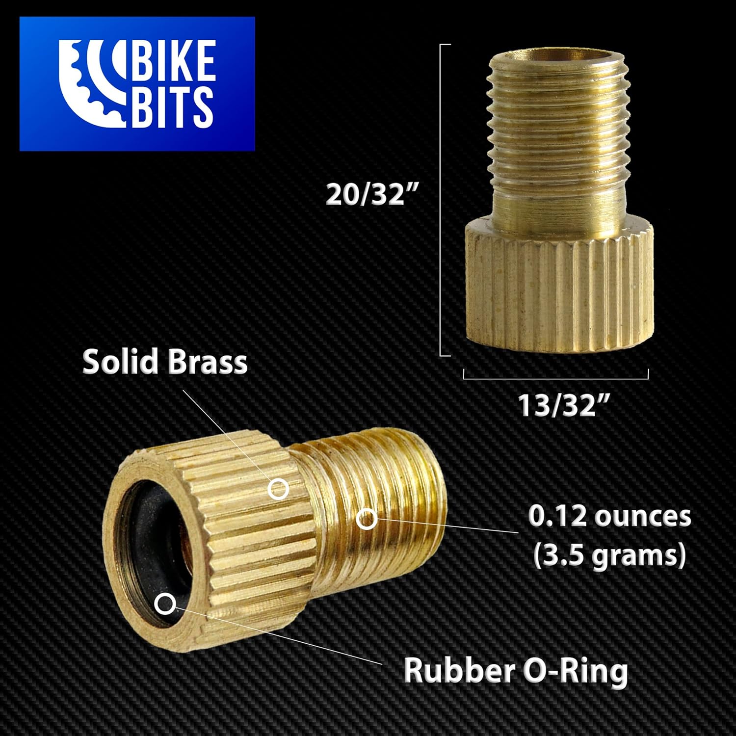 Bike Bits Brass Presta Valve Adapter - Convert Presta to Schrader - French/UK to US - Inflate Tire Using Standard Pump or Air Compressor (4 Pack) : Sports & Outdoors