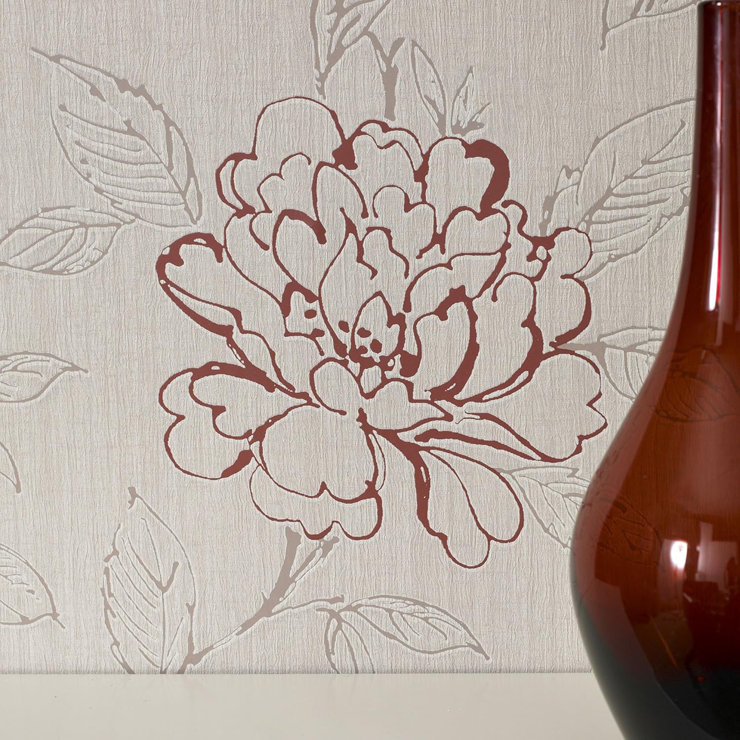 Super fresco Bloom Floral Beige/Red Wallpaper Amazon.co.uk DIY & Tools