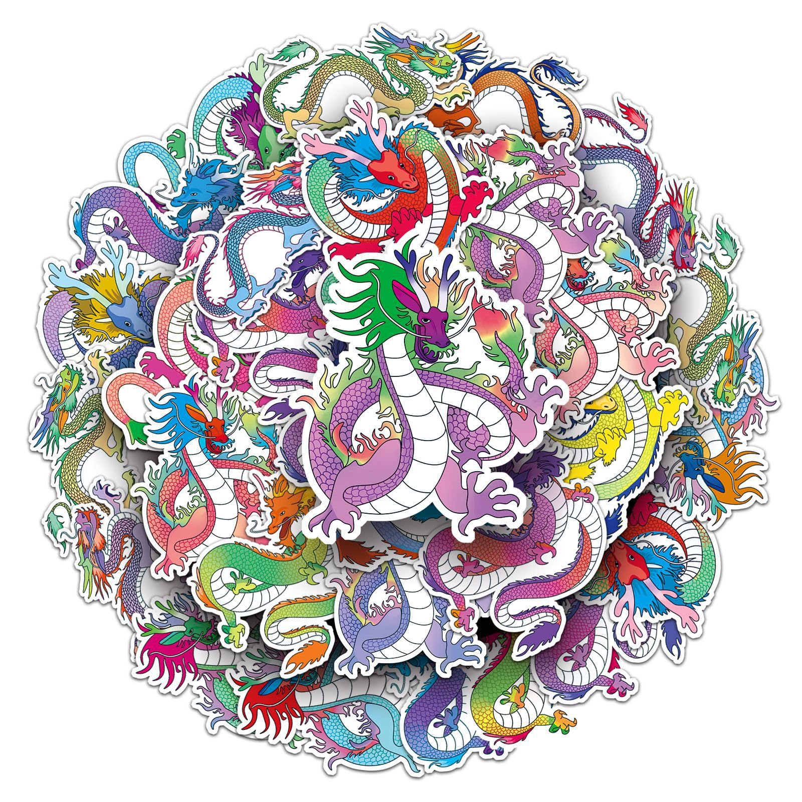 Chinese Dragon Stickers for Laptop (50 PCS),Gift for Children Teens Adults Girl Boys,Waterproof Stickers for Water Bottle,Dragon Vinyl Stickers for Scrapbook,Skateboard,Bike,Phone,Dairy